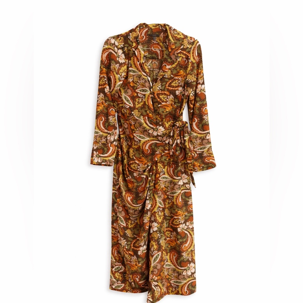 Drew Paisley Print Maxi Satin Wrap Dress